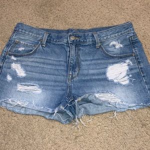Medium wash, jean shorts